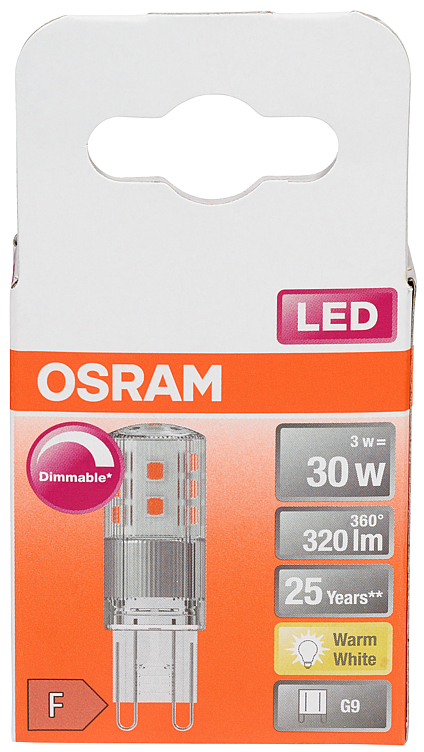 LYSPÆRE LED Pin 30 klar dim g9 osram