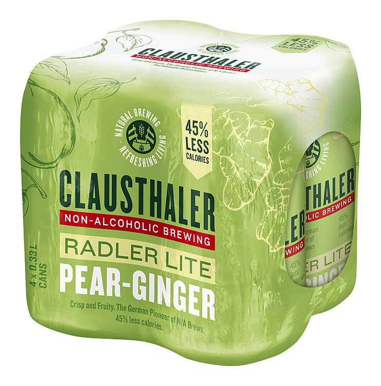 CLAUSTHALER RADLER Lite pear ginger 0.33lx4 bx