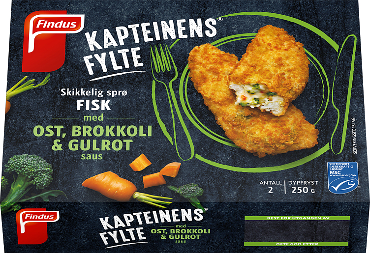 KAPTEINENS FYLTE 250 g m/ost.brok.gulrot saus findus