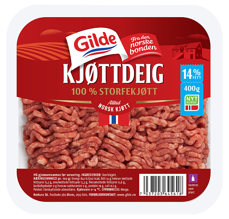 KJØTTDEIG Storfe u/salt&vann 14% 400g gilde