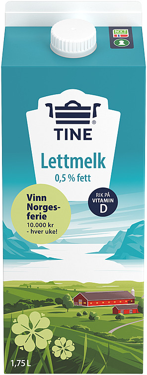 TINE LETTMELK 0.5% 1.75L pris