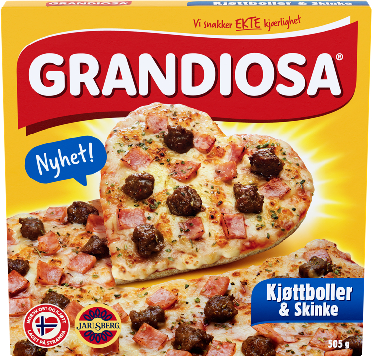GRANDIOSA PIZZA Kjøttboller&skinke 505g