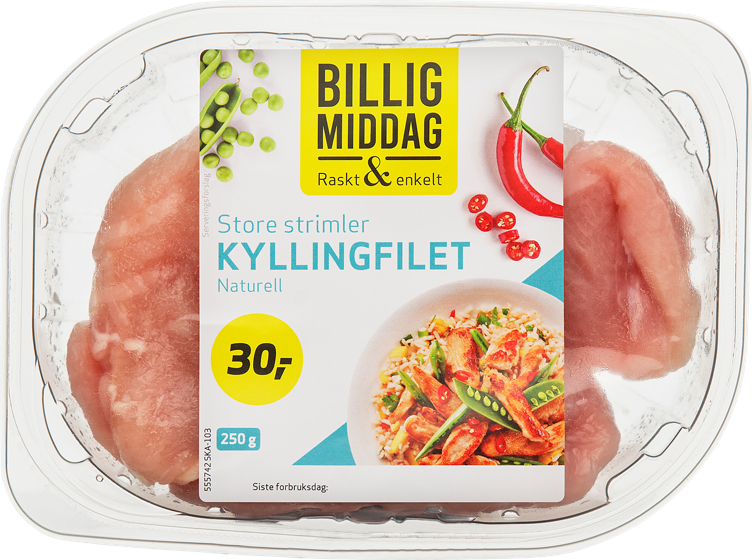 KYLLINGFILET 250 g store strimler