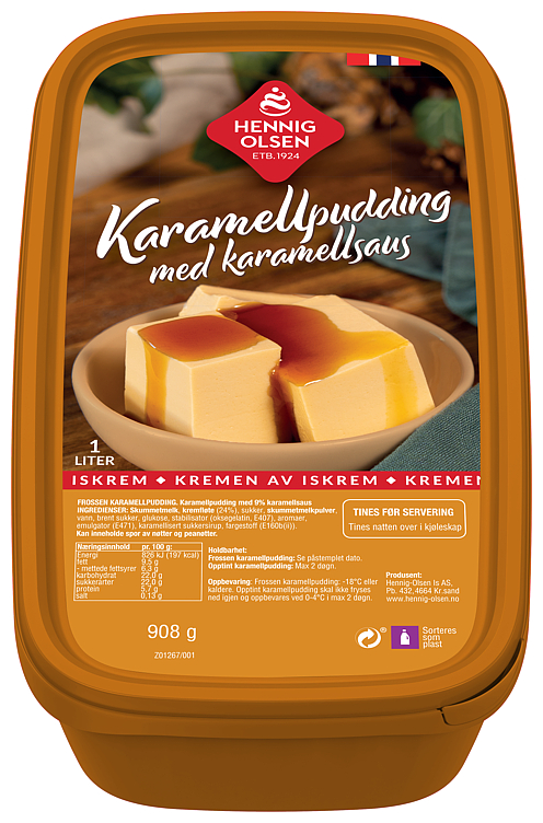 KARAMELLPUDDING M/karamellsaus 1l hennig-olsen