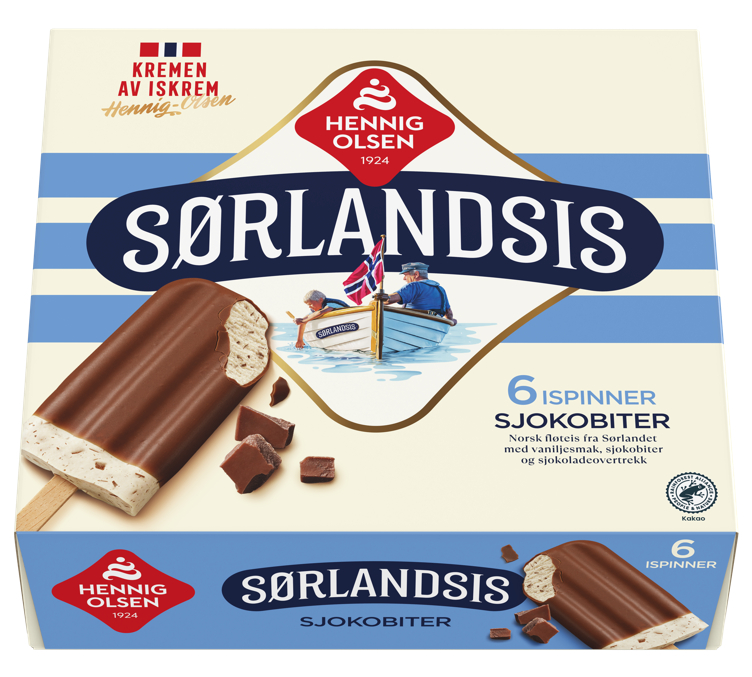 SØRLANDSIS Sjokobiter 6stk hennig-olsen is
