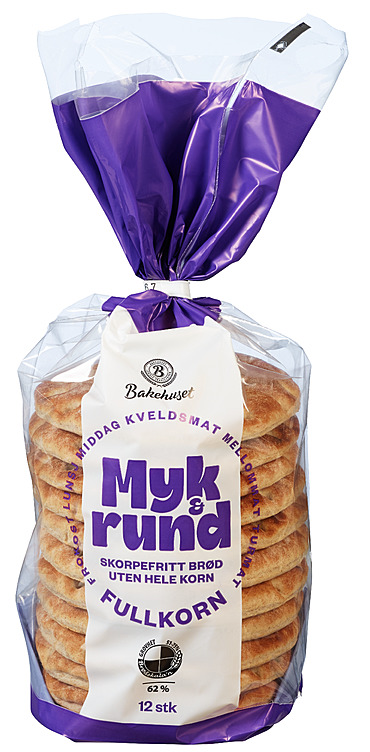 MYK OG RUND FULLKORN 450 g 12 stk bakehuset
