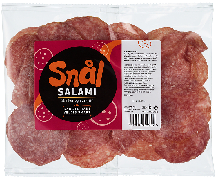 GRILSTAD SALAMI SNÅL 200 g skalker/avskjær