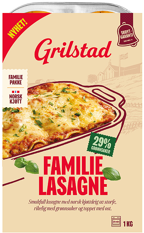 FAMILIE LASAGNE 1kg grilstad