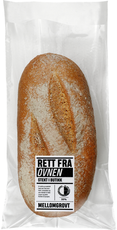 MELLOMGROVT BRØD Rett fra ovnen 650 g Kløverbakeriet