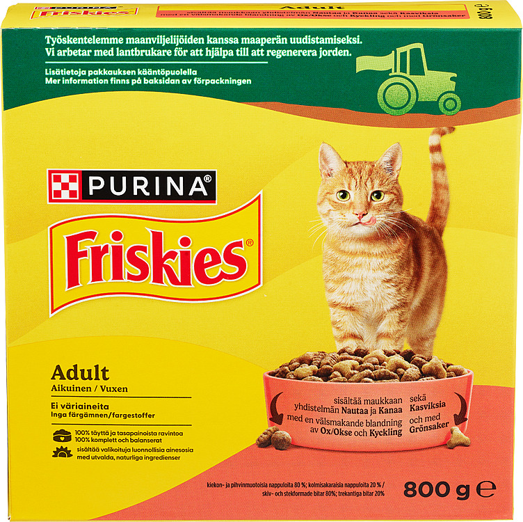 FRISKIES ADULT Okse&kylling&grønnsaker 800g purina