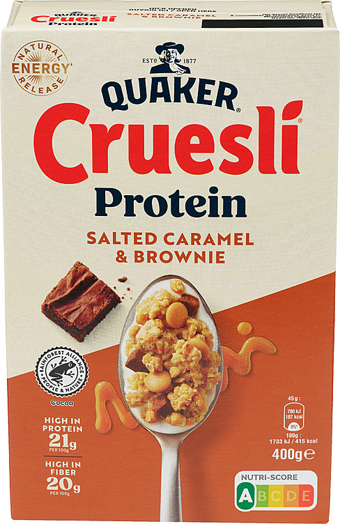 QUAKER CRUESLI Salted caramel brownie 400g